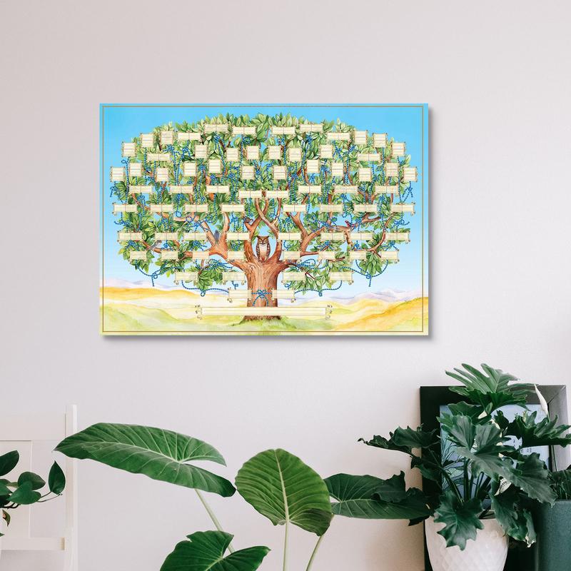 Family Tree Print - 記入可能な家系図チャート 6 世代祖先ポスター家系図壁アート装飾図家系図画像装飾家庭用
