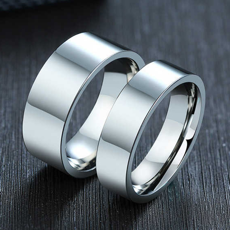 Initial Ring Custom - 3/4/6/8 ミリメートル幅ステンレス鋼リング高光沢のある新しいファッションクラシックと寛大な男性と女性のための Кольцо ジュエリーギフト