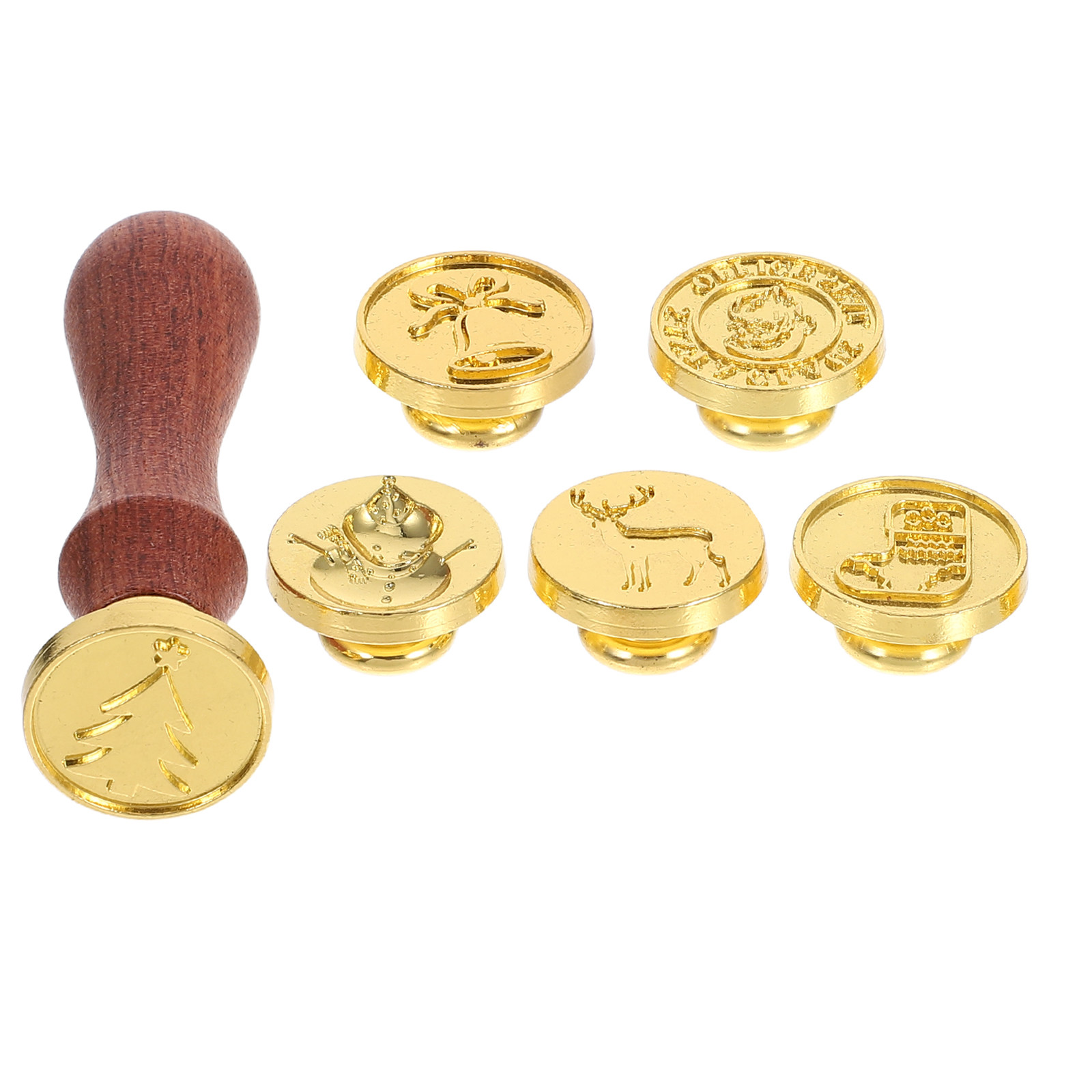 Wax Seal Letter Kit - 1セット ヴィンテージ ワックスシールスタンプキット クリスマスホリデー 合金スタンプヘッド 木製ハンドル