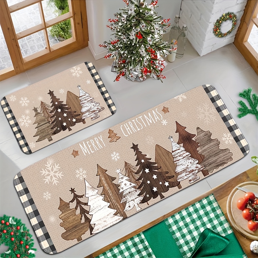 VIKAMA クリスマスキッチンフロアマットセット 滑り止め - Family Tree Print のレビューと価格