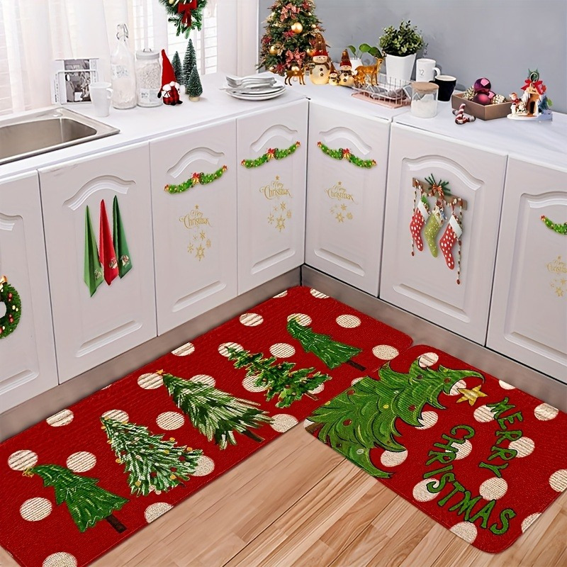 VIKAMA クリスマスキッチンフロアマットセット 滑り止め - Family Tree Print のレビューと価格